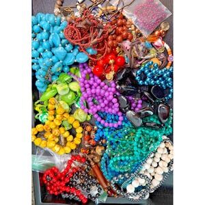 Vintage Glass Beaded Necklaces 3lb Lot Estate Costume Jewelry  Fashion Jewelry